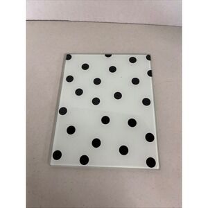 Kate Spade New York Lenox Glass Cutting Board White Black Polka Dot Deco Dot